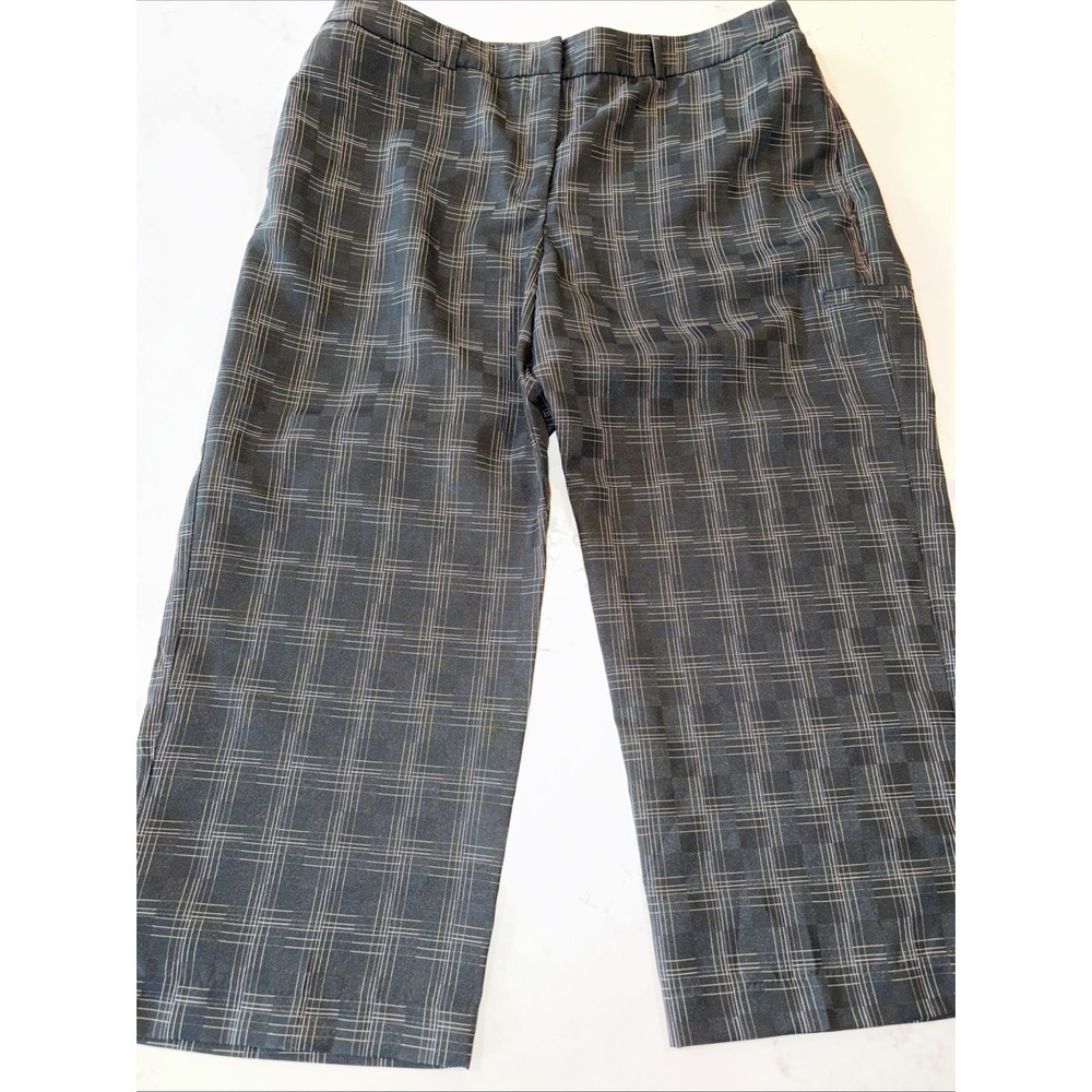 Womens 16 Lady Hagen Green Capri Golf Pants Pockets Flat Front‎ Plaid Grandma